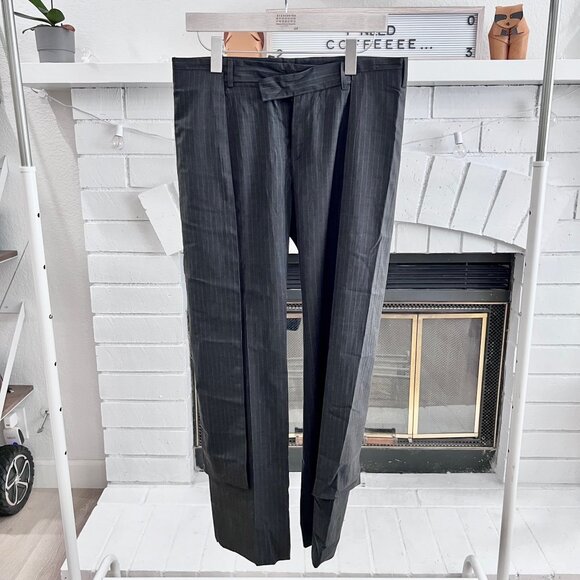 Kris Van Assche Pinstripe Pleated Double Layer Dress Pants - Picture 1 of 8